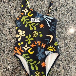 Kith Kids Swim One-Piece - Navy with Colorful Patterns